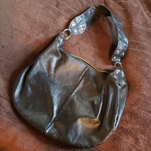 Vintage black leather handbag purse